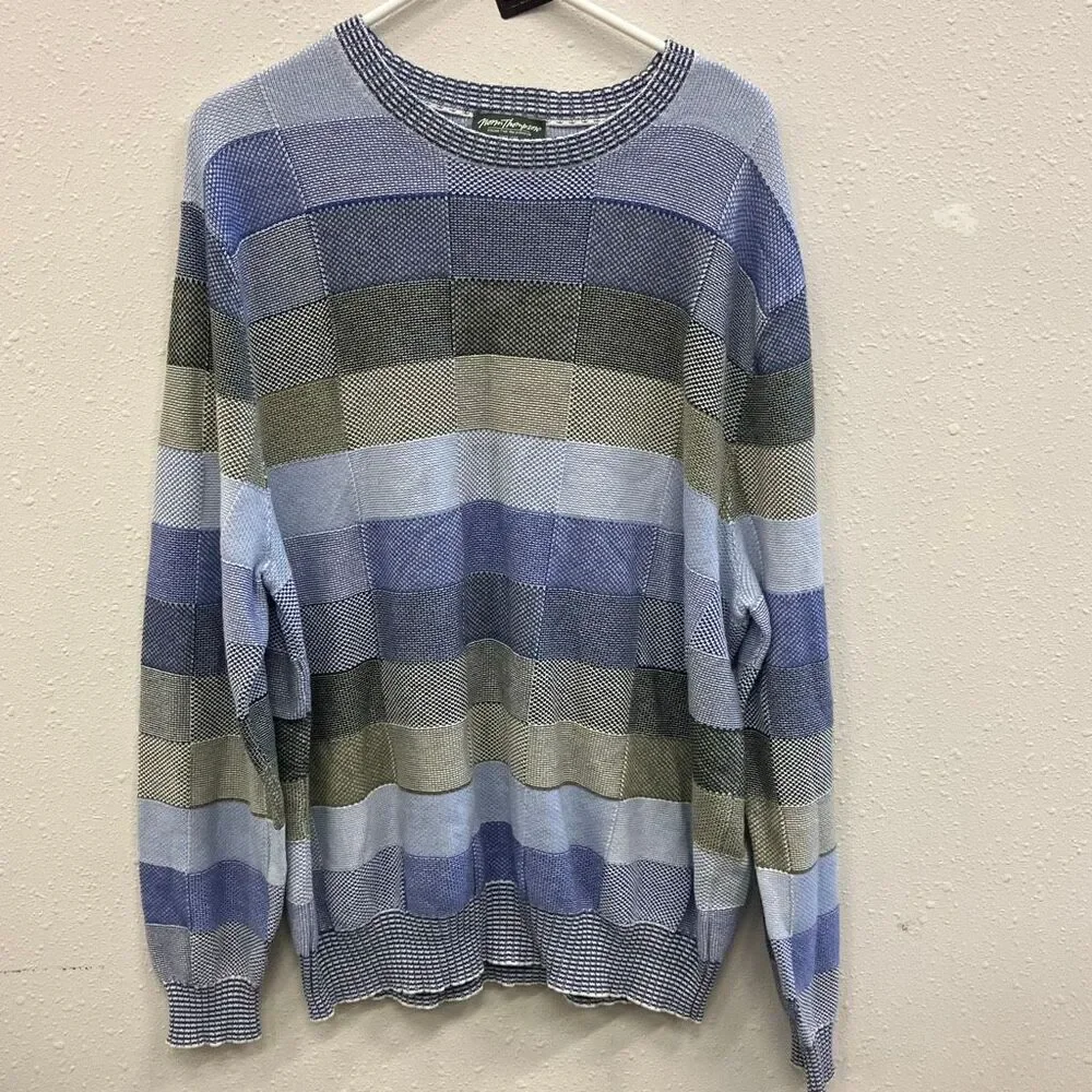 Norm Thompson Colorful patchwork Crewneck Sweater XXL Preppy Academia Grandpa #7